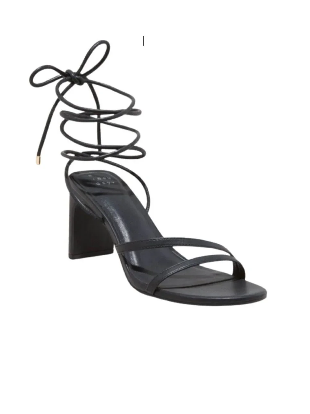 A New Day Marcia Lace Up Block Heel Sandals Black Strappy Wrap Heels - Picture 1 of 3